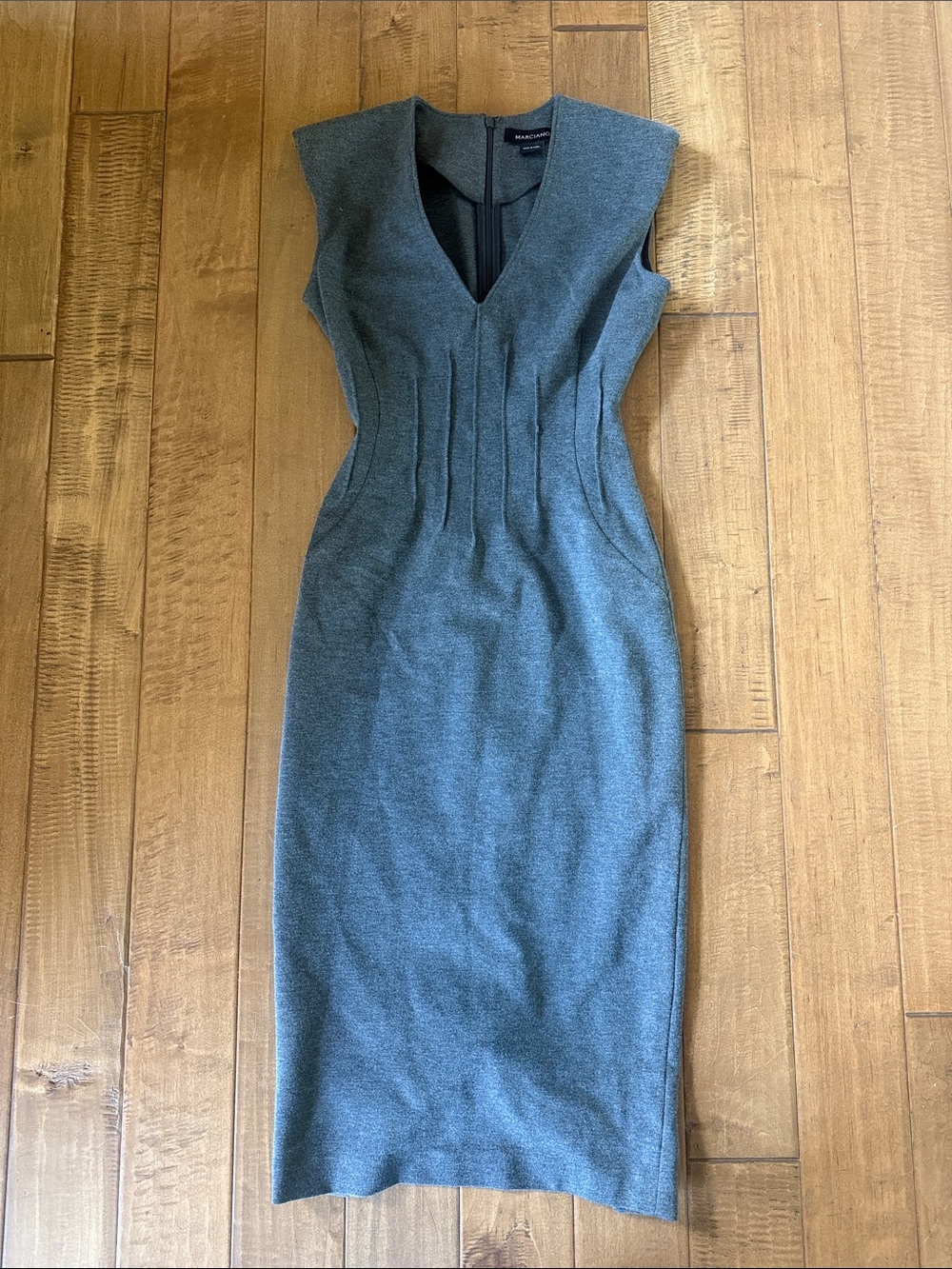 Marciano Slate Gray Fitted Midi Dress